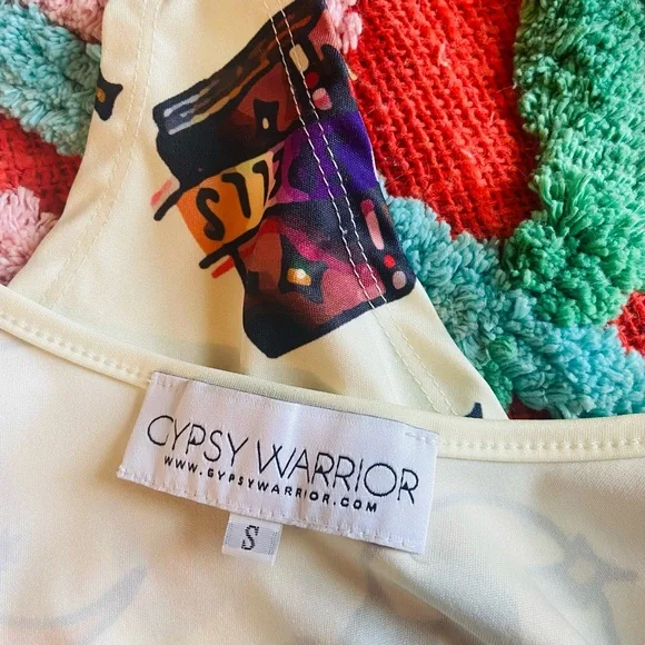 Gypsy Warrior Vintage Colorful Graphic Bodysuit Halloween Witchy - Picture 4 of 4